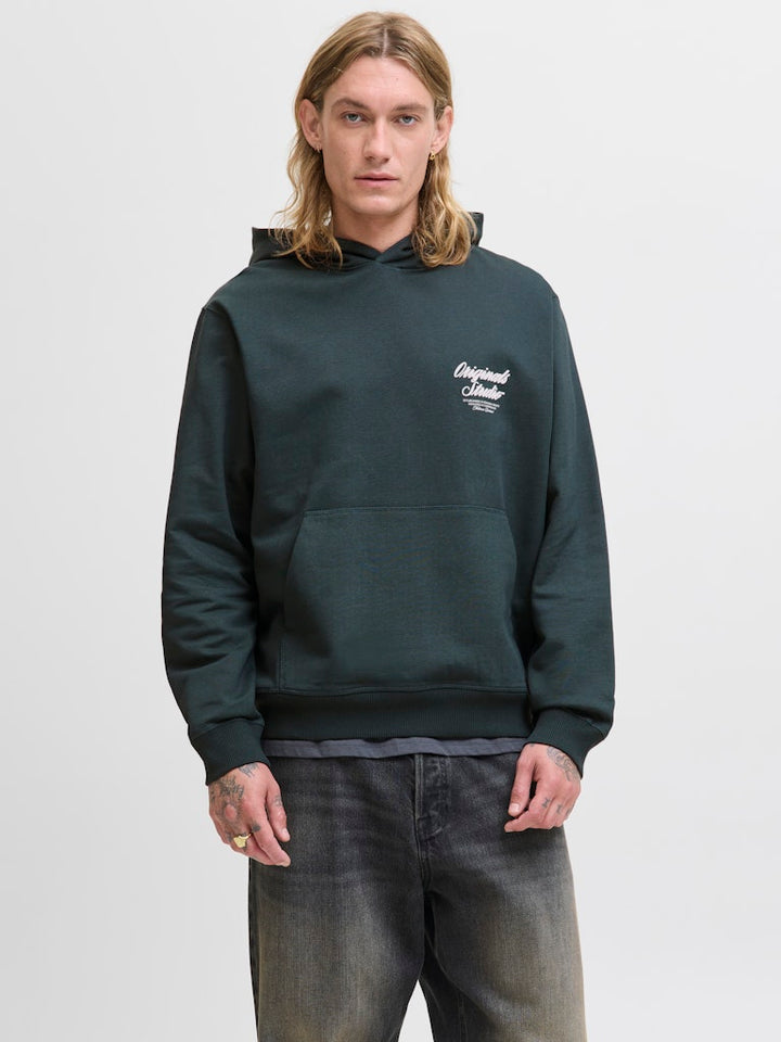 Jornorrebro Typo Back Sweat Hood Sn - Donkergroen