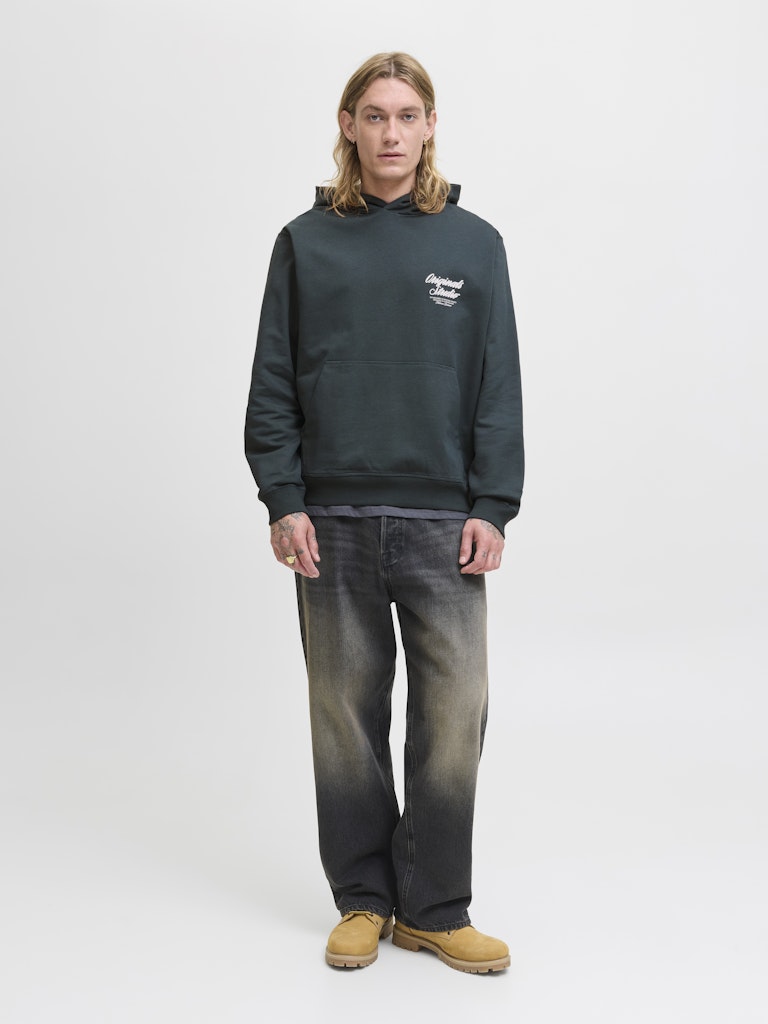 Jornorrebro Typo Back Sweat Hood Sn - Donkergroen