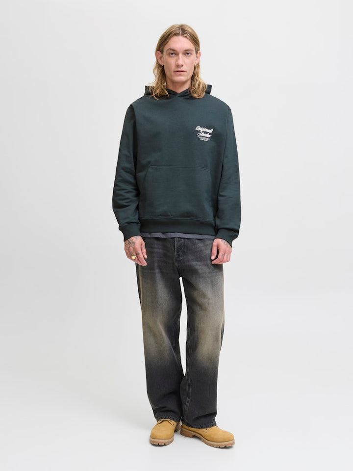 Jornorrebro Typo Back Sweat Hood Sn - Donkergroen