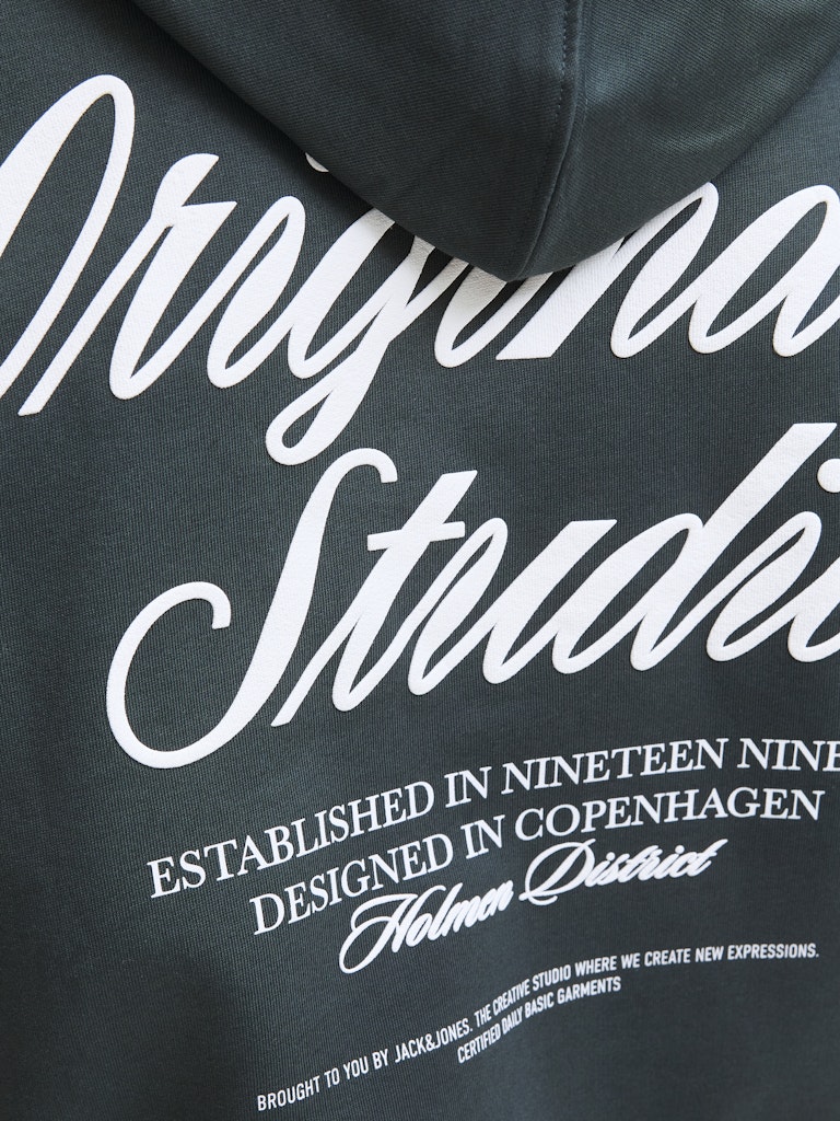 Jornorrebro Typo Back Sweat Hood Sn - Donkergroen