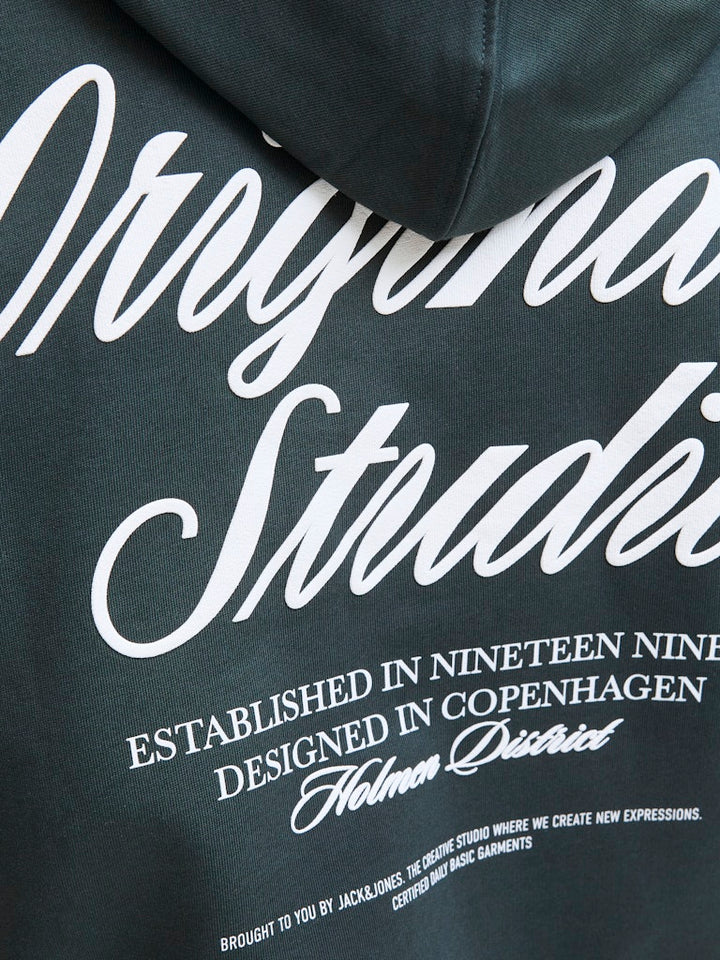 Jornorrebro Typo Back Sweat Hood Sn - Donkergroen