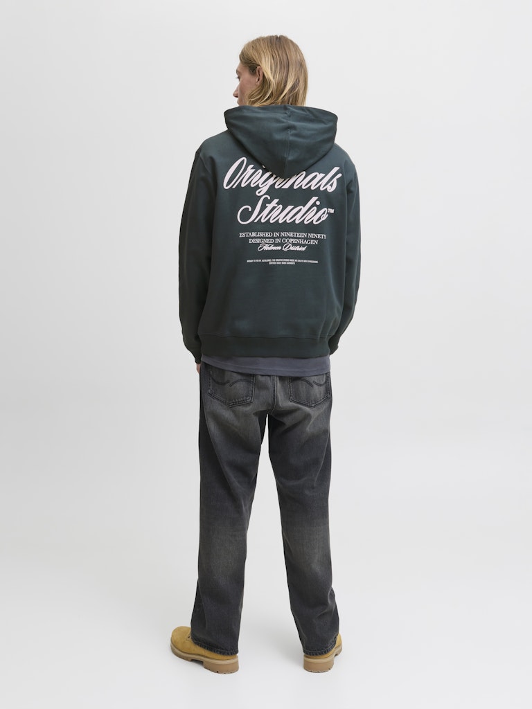 Jornorrebro Typo Back Sweat Hood Sn - Donkergroen