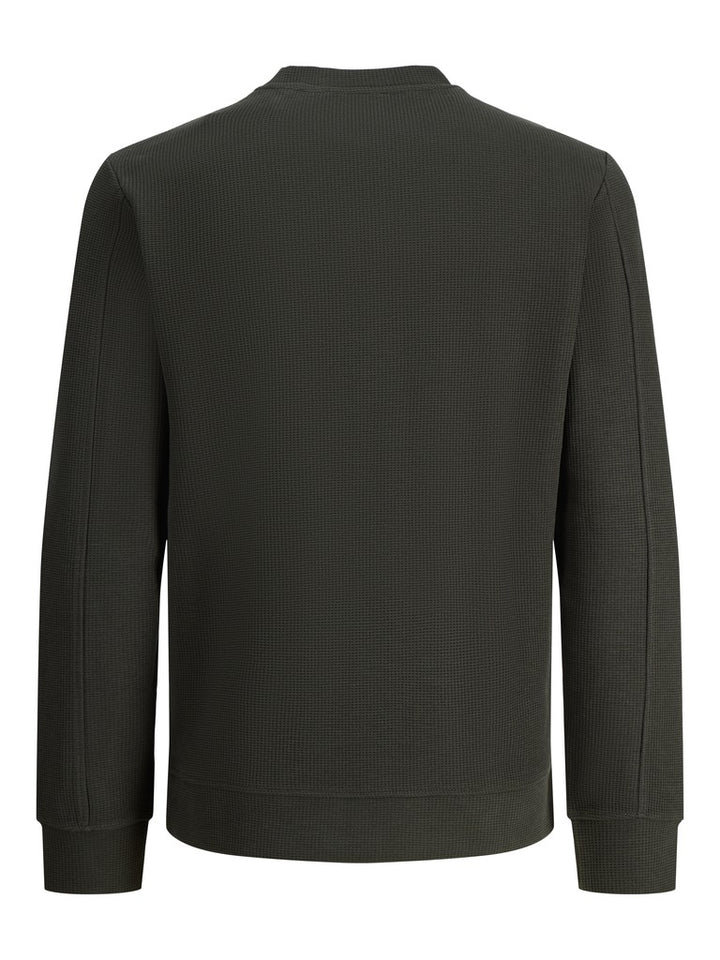 Jcofusion Waffle Brand Sweat Crew Neck - Donkergroen