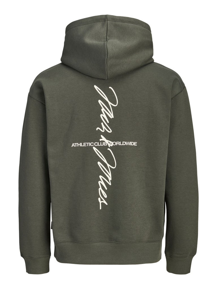 Jcoclub Back Script Print Sweat Hood Sn - Donkergroen