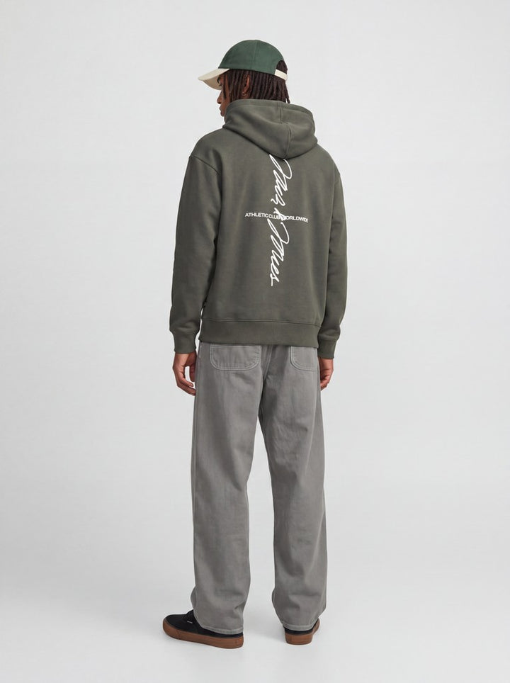 Jcoclub Back Script Print Sweat Hood Sn - Donkergroen