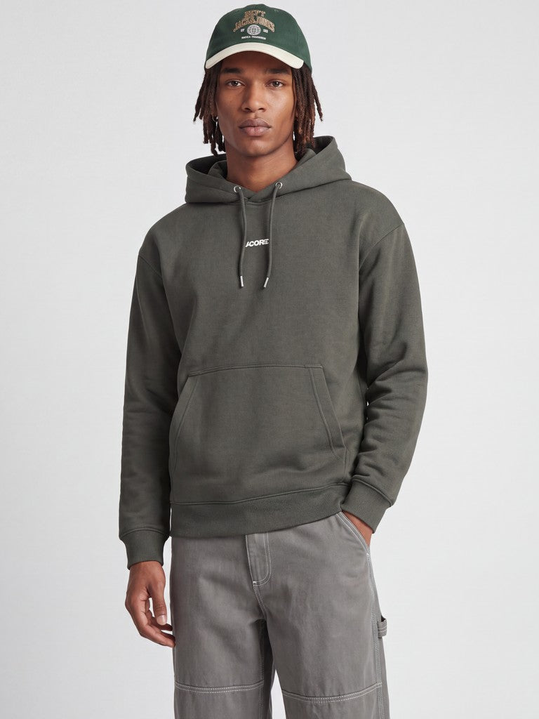 Jcoclub Back Script Print Sweat Hood Sn - Donkergroen