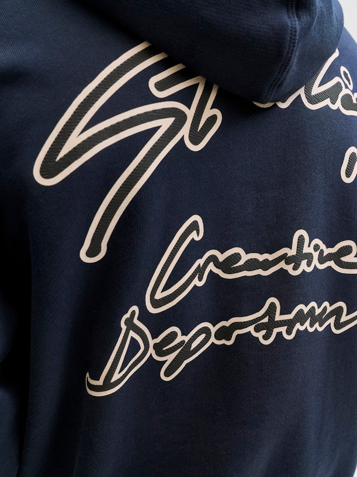 Jornostalgia Typo Sweat Hood - Navy