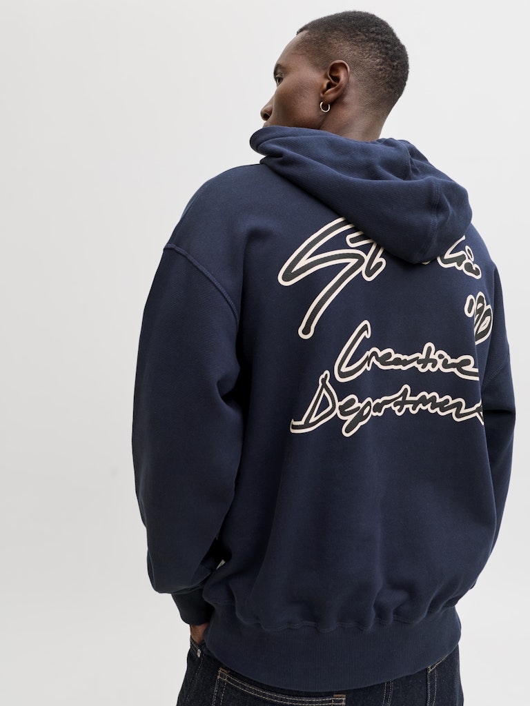Jornostalgia Typo Sweat Hood - Navy