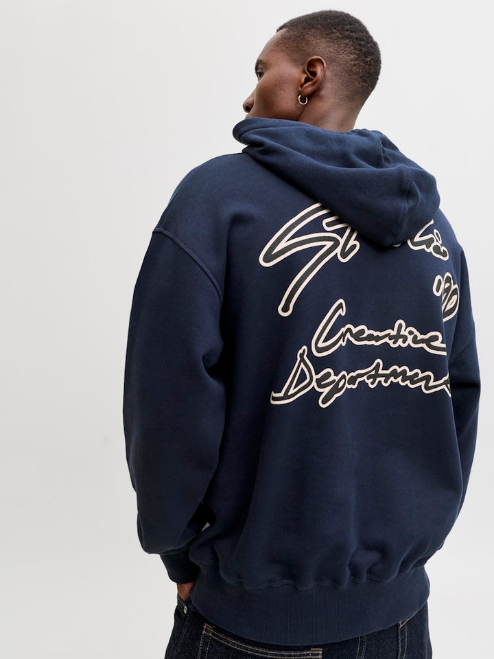 Jornostalgia Typo Sweat Hood - Navy