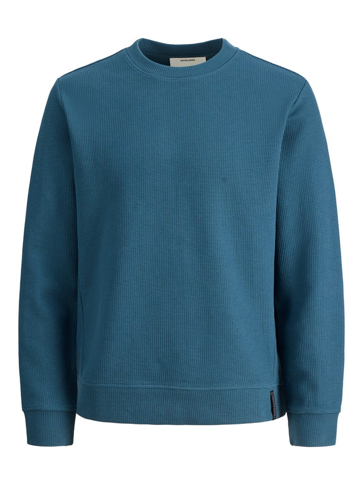 Jcofusion Waffle Brand Sweat Crew Neck - Petrol Blauw