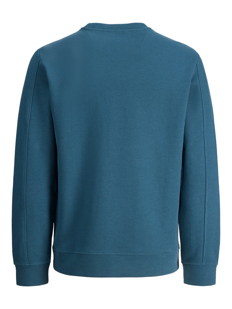 Jcofusion Waffle Brand Sweat Crew Neck - Petrol Blauw