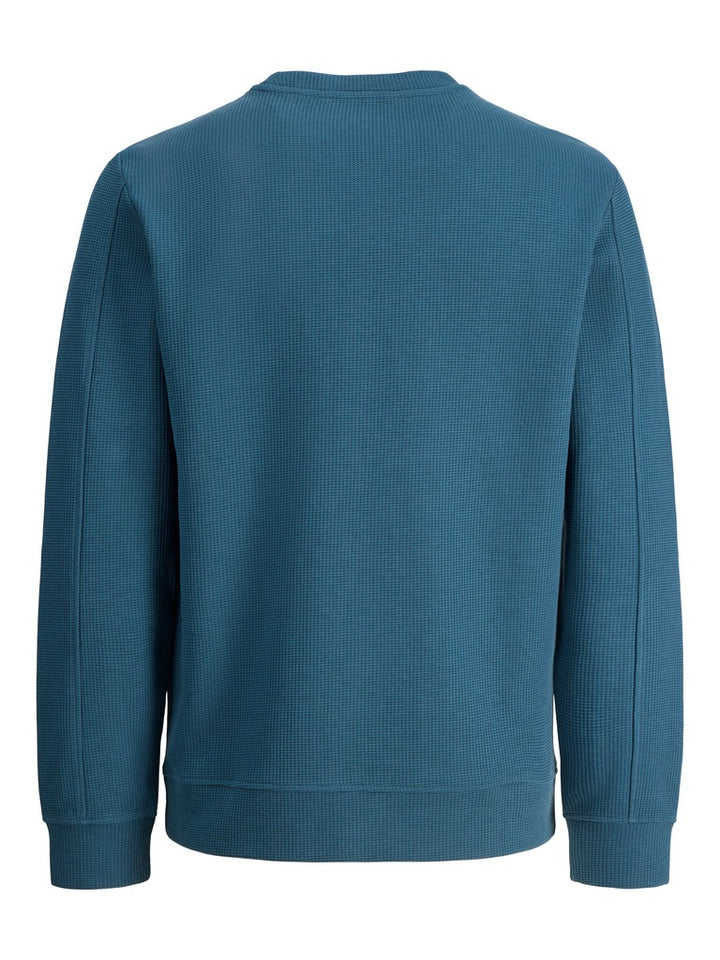 Jcofusion Waffle Brand Sweat Crew Neck - Petrol Blauw