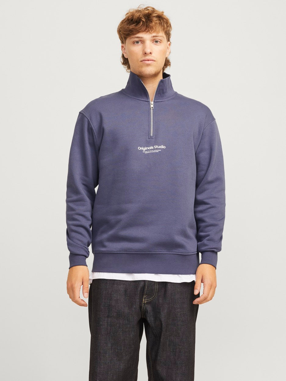 Jorvesterbro Sweat Quarter Zip Hn N - Petrol Blauw