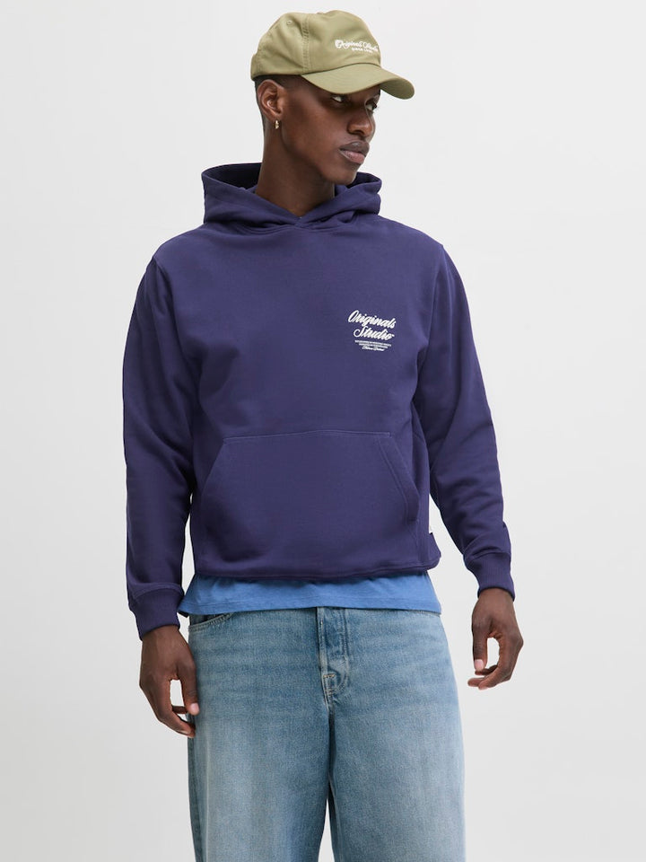 Jornorrebro Typo Back Sweat Hood Sn - Navy