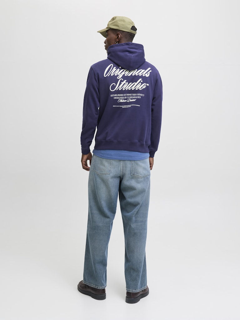 Jornorrebro Typo Back Sweat Hood Sn - Navy