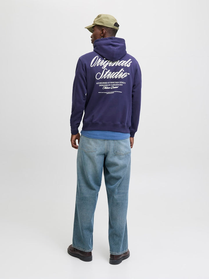 Jornorrebro Typo Back Sweat Hood Sn - Navy