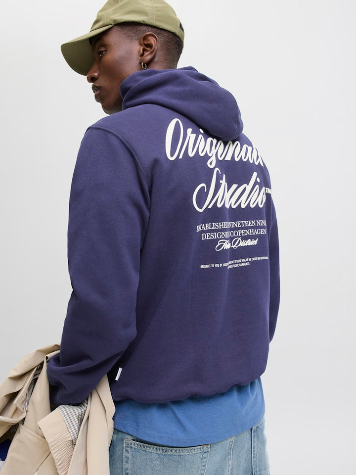 Jornorrebro Typo Back Sweat Hood Sn - Navy