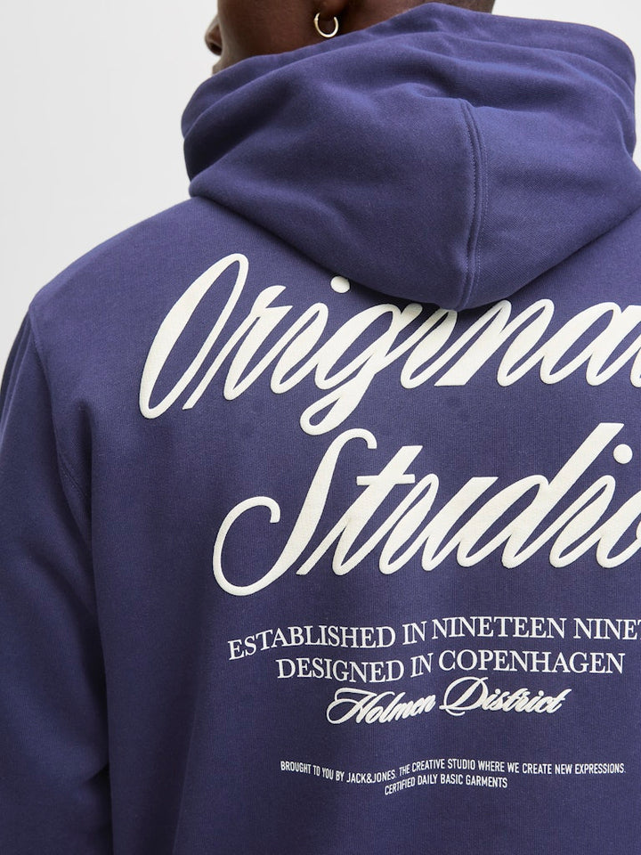 Jornorrebro Typo Back Sweat Hood Sn - Navy