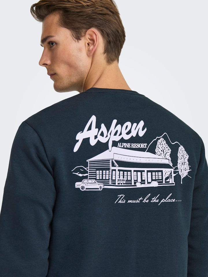 Onsceres Ski Ls Reg Crew Swe Cs - Navy