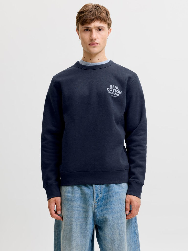 Jjedover Graphic Sweat Crew - Navy