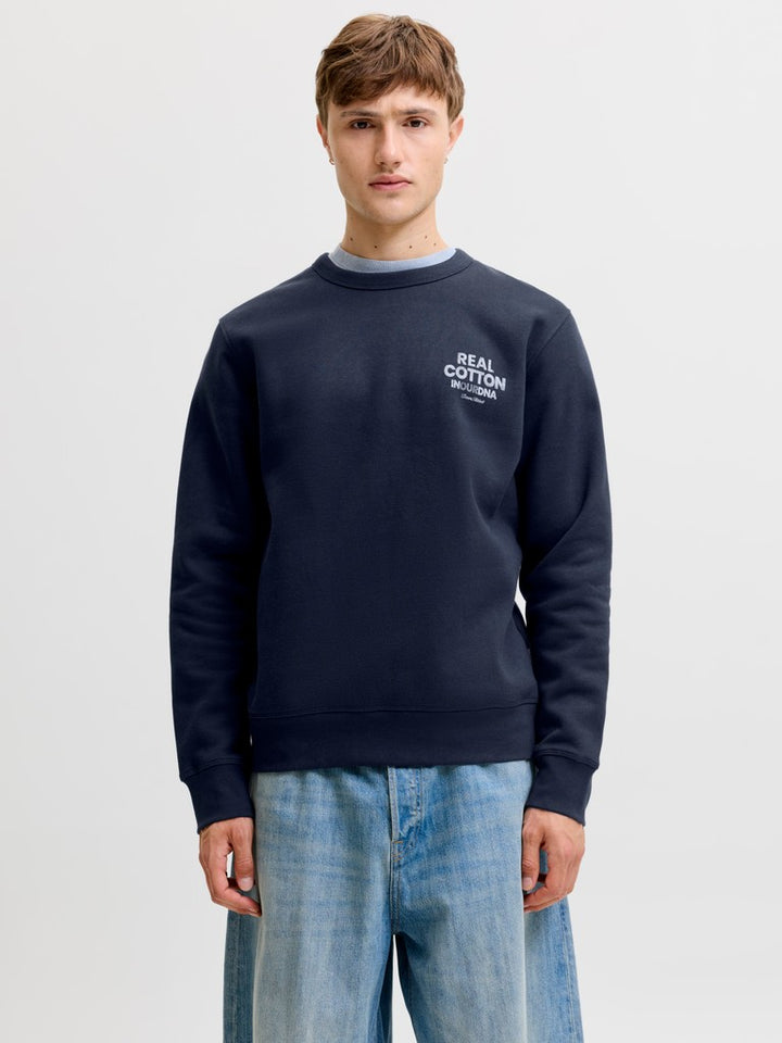 Jjedover Graphic Sweat Crew - Navy