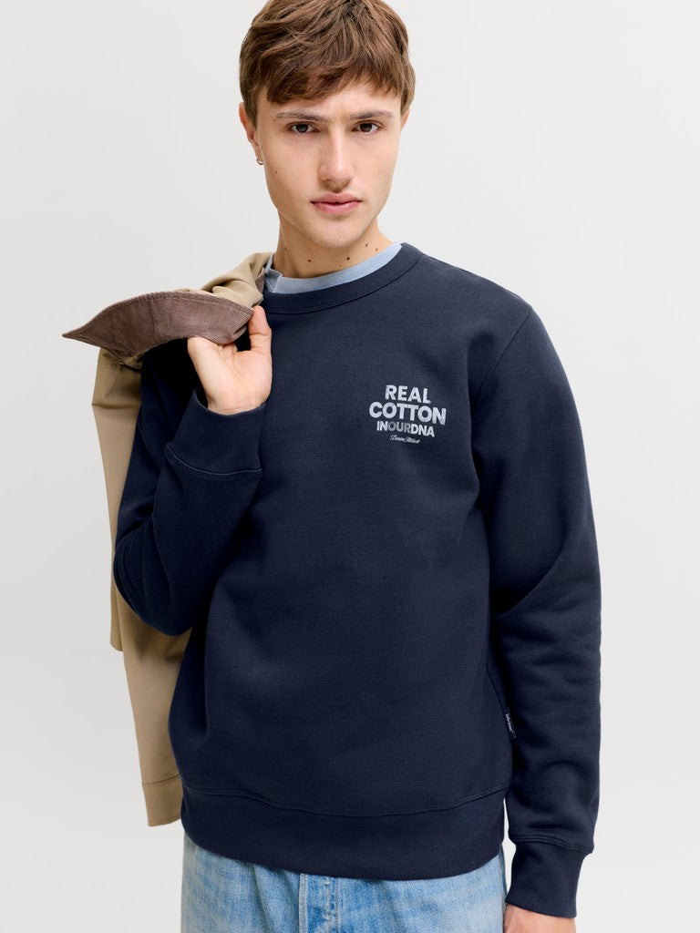 Jjedover Graphic Sweat Crew - Navy