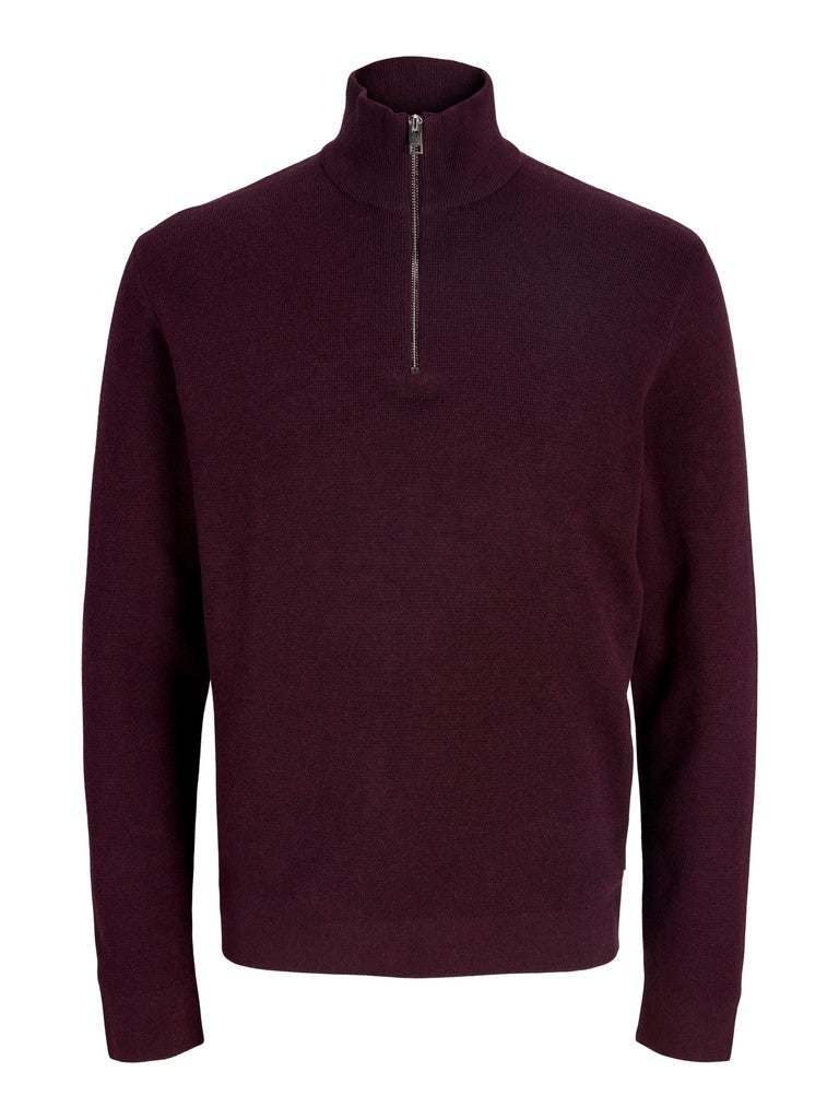 Jprblamilano Stitch Knit Half Zip Sn - Bordeaux