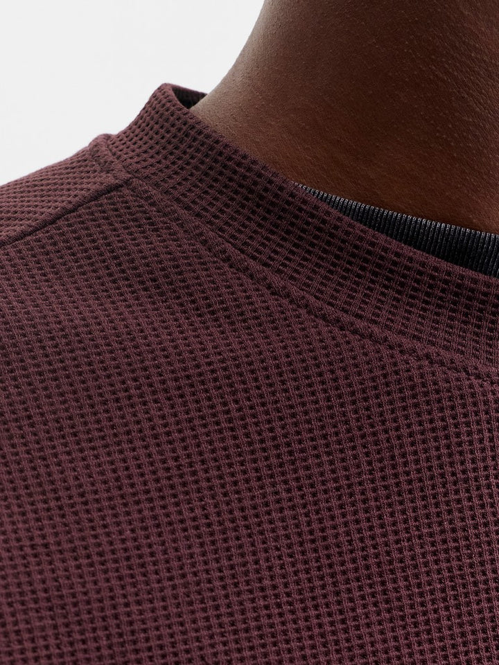 Jcofusion Waffle Brand Sweat Crew Neck - Bordeaux
