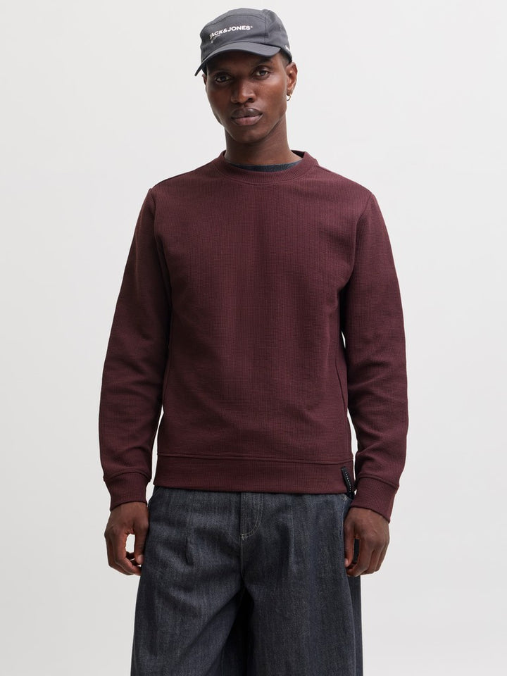Jcofusion Waffle Brand Sweat Crew Neck - Bordeaux