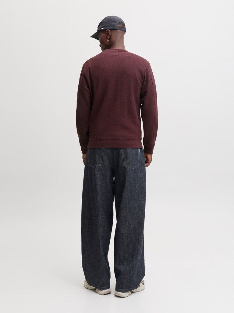 Jcofusion Waffle Brand Sweat Crew Neck - Bordeaux