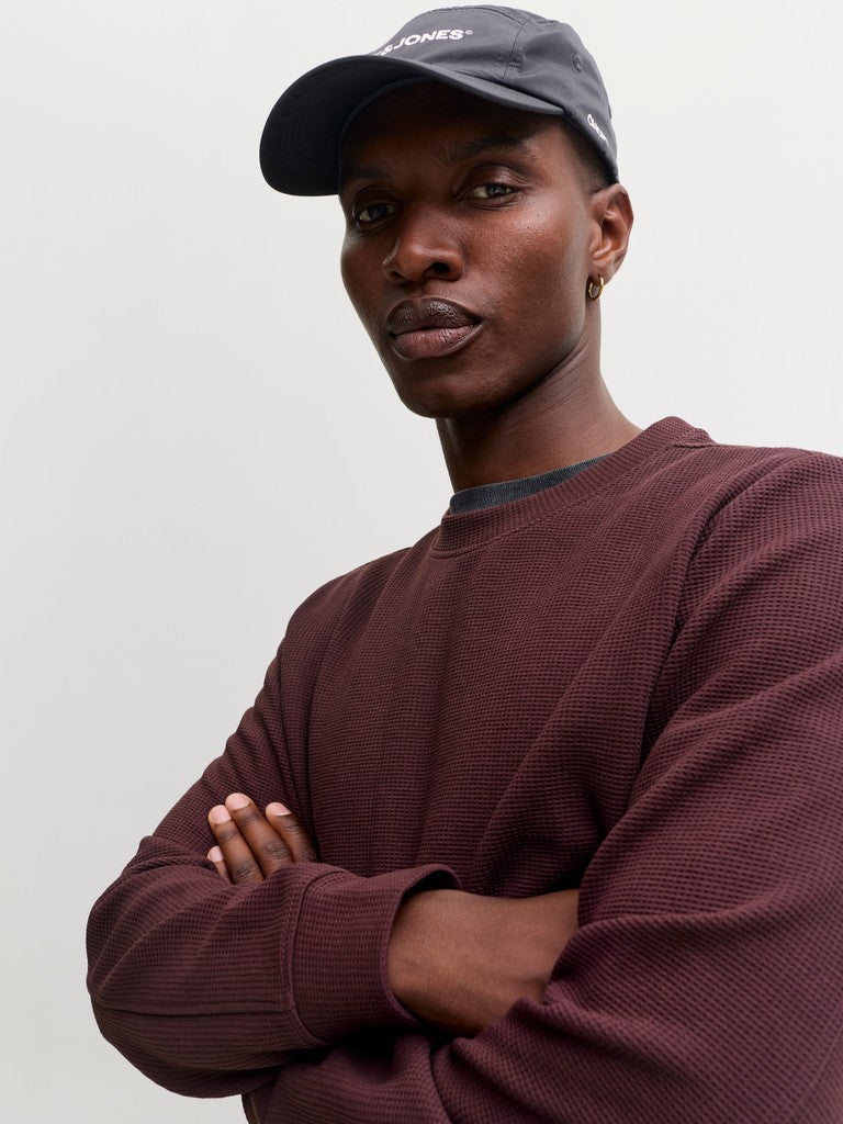 Jcofusion Waffle Brand Sweat Crew Neck - Bordeaux