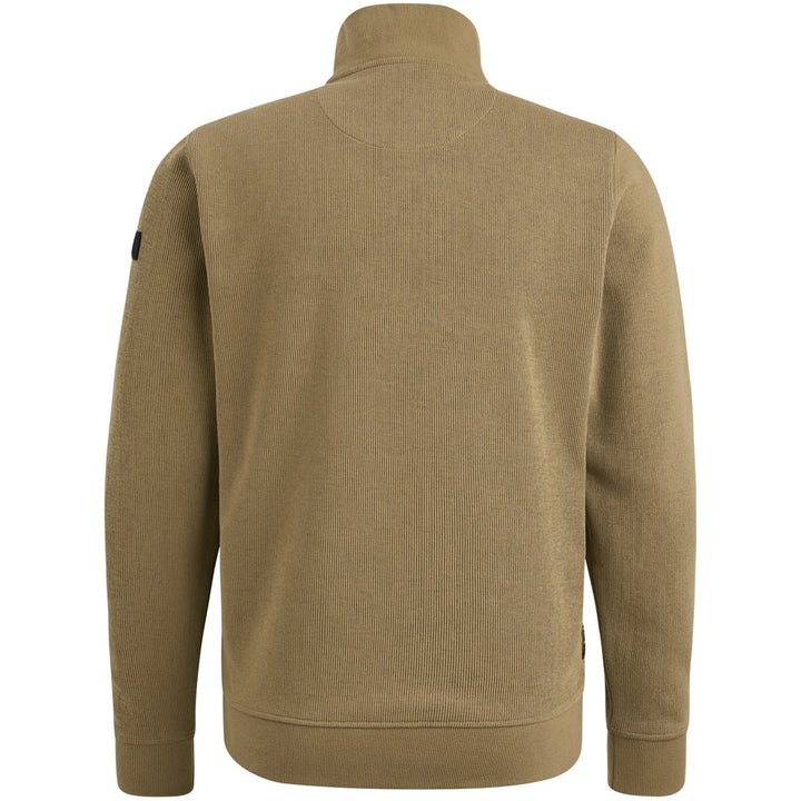 Half Zip Collar Knit Look Jersey - Taupe