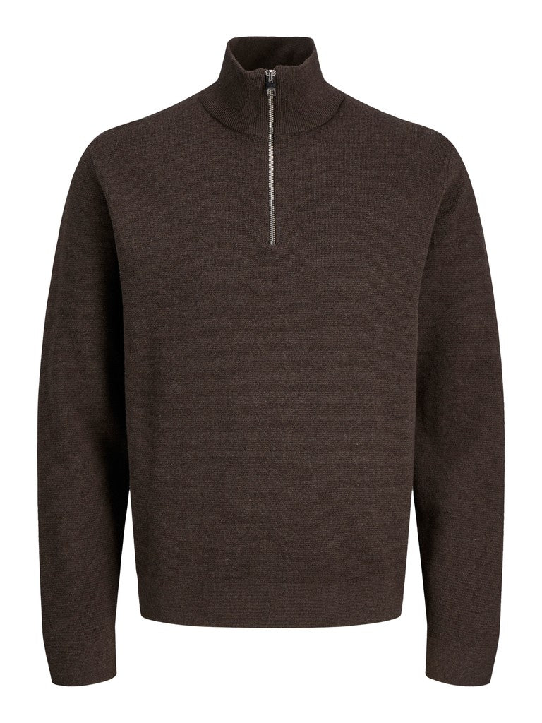 Jprblamilano Stitch Knit Half Zip Sn - Bruin
