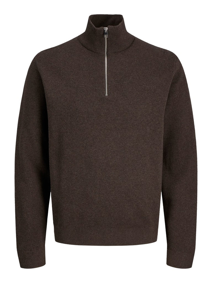 Jprblamilano Stitch Knit Half Zip Sn - Bruin