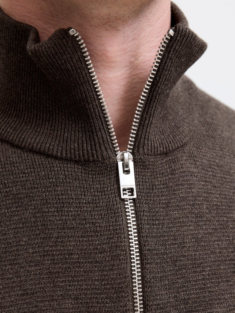 Jprblamilano Stitch Knit Half Zip Sn - Bruin