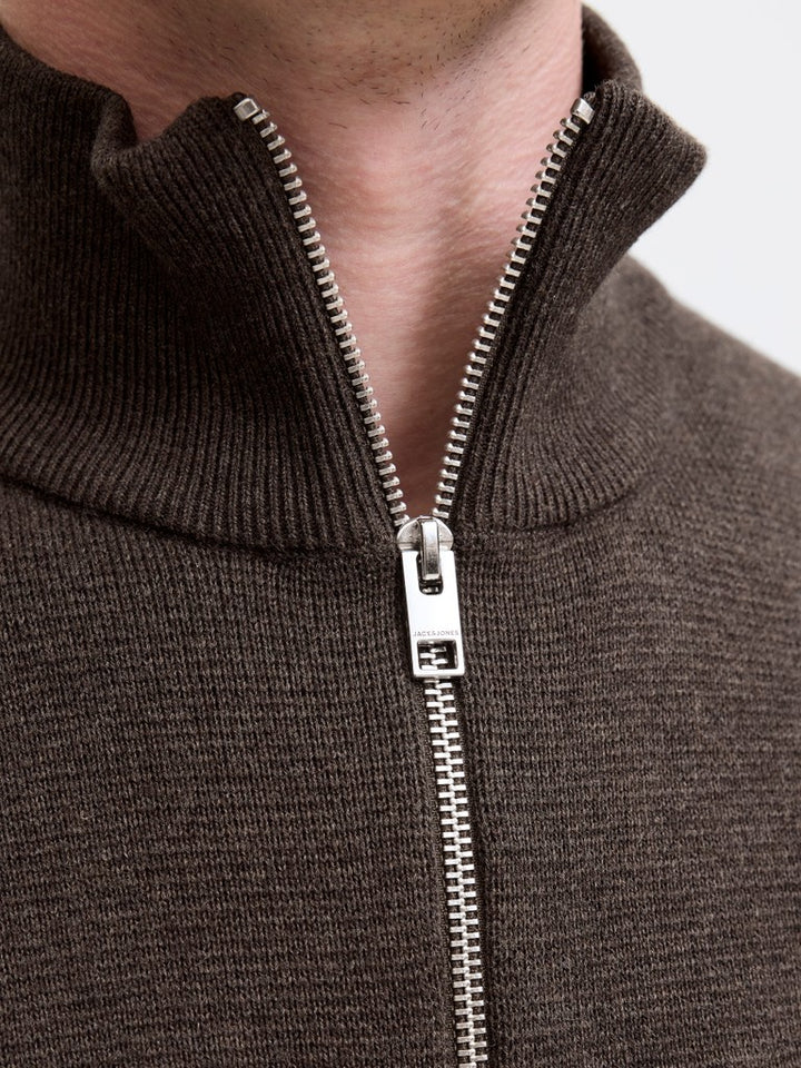 Jprblamilano Stitch Knit Half Zip Sn - Bruin