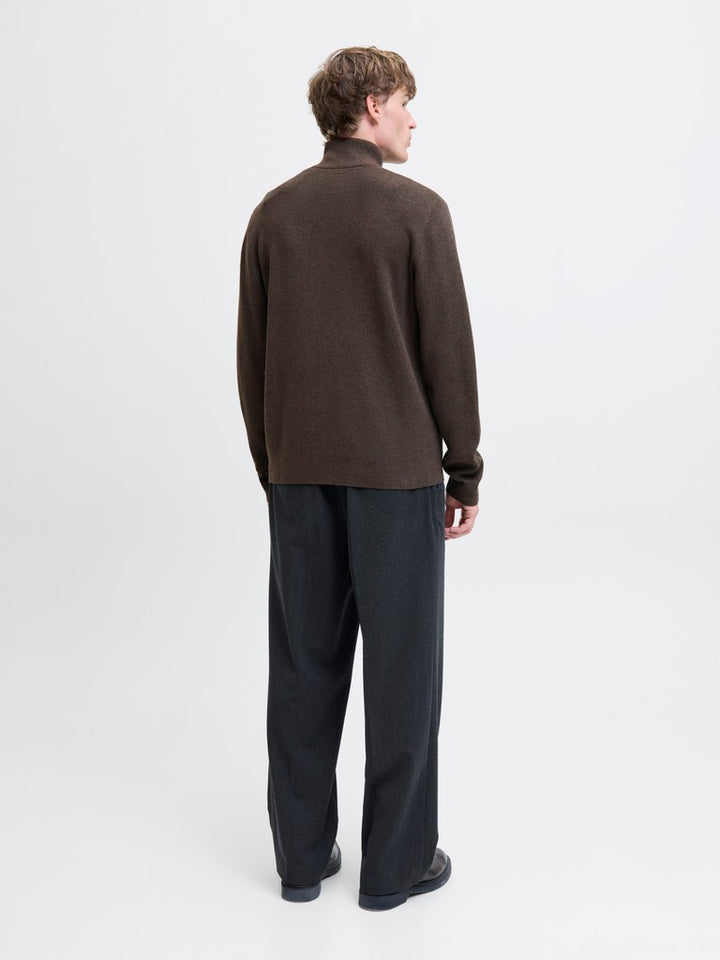 Jprblamilano Stitch Knit Half Zip Sn - Bruin