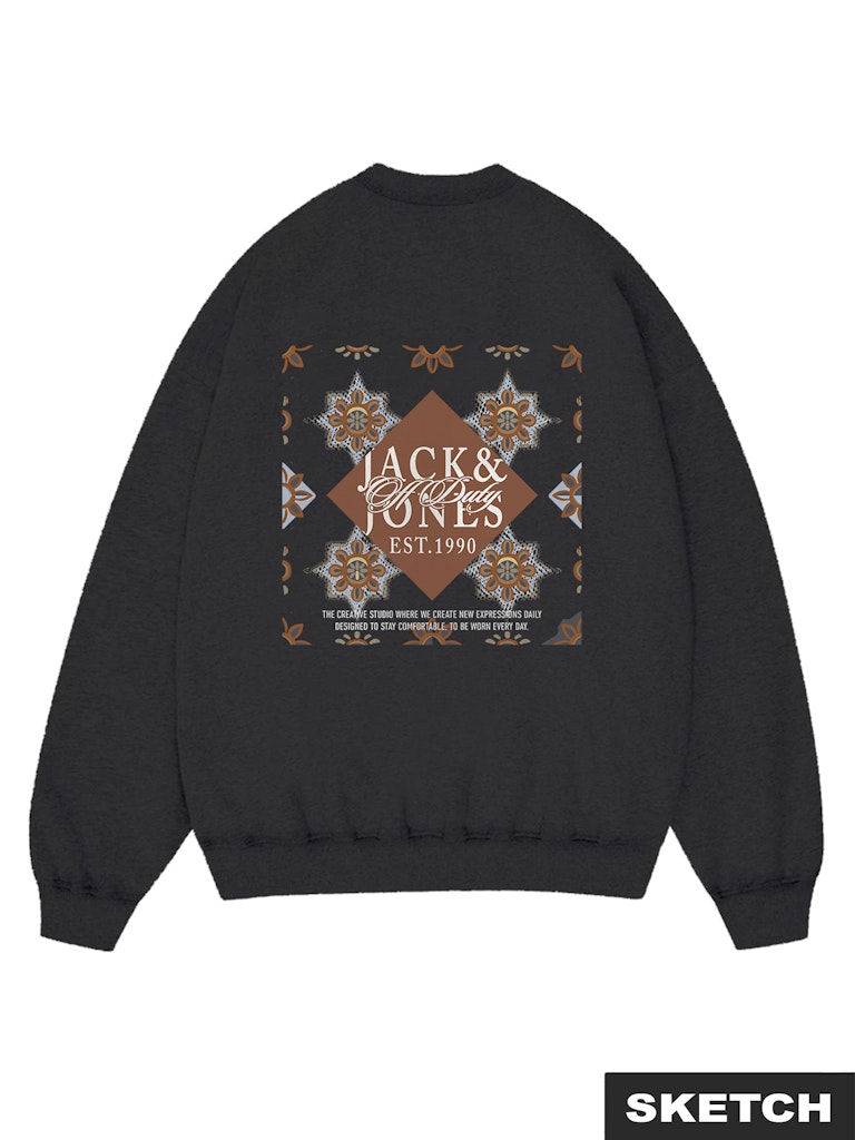 Jorbleecker Aop Box Sweat Crew Neck - Zwart