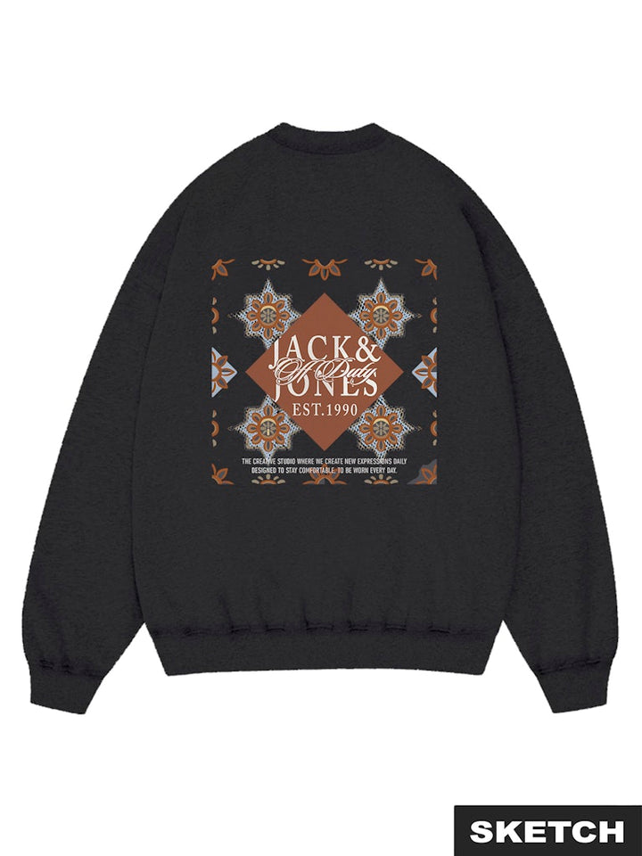 Jorbleecker Aop Box Sweat Crew Neck - Zwart