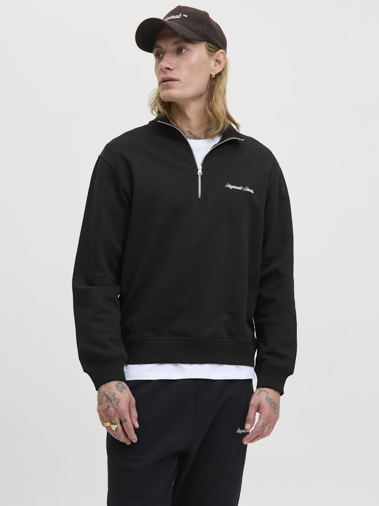 12282899jornorrebro Sweat Quarter Zip Hn N - Zwart