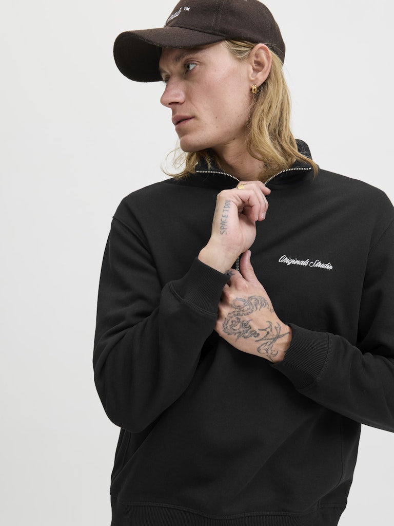 12282899jornorrebro Sweat Quarter Zip Hn N - Zwart