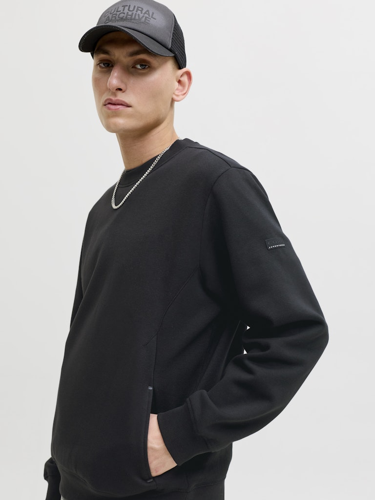 Jcofusion Sweat Badge Crew Neck - Zwart