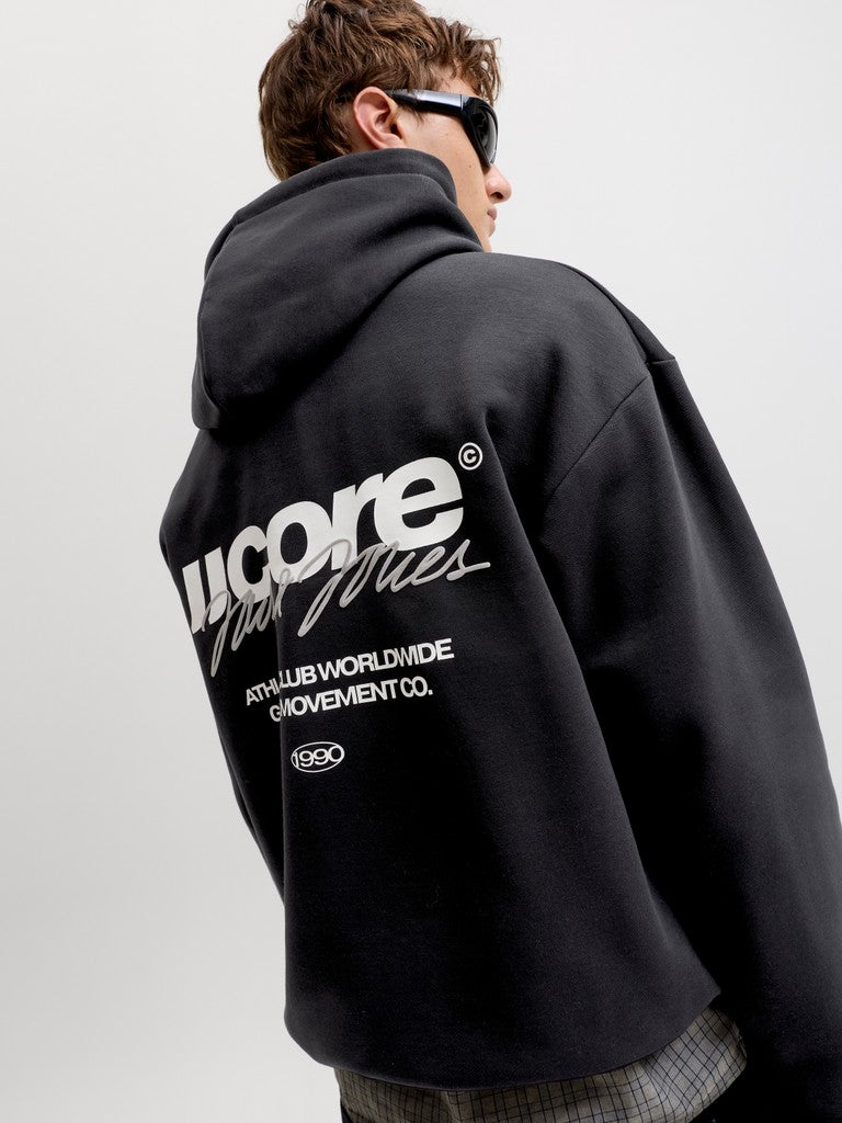 Jcoclub Back Script Print Sweat Hood Sn - Zwart