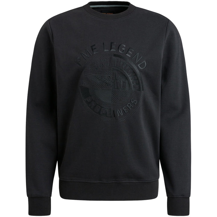 Crewneck Pique Double Face Sweat - Zwart