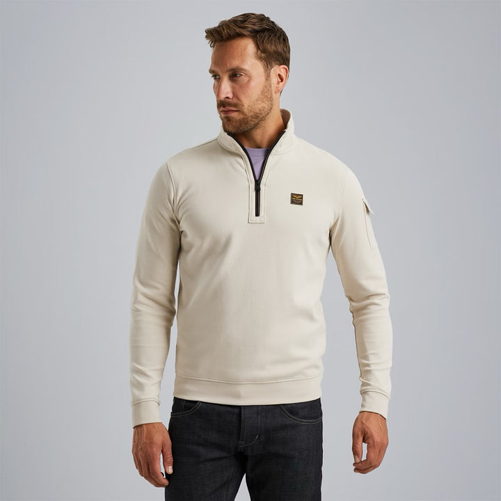 Half Zip Collar Interlock Jersey - Lichtgrijs