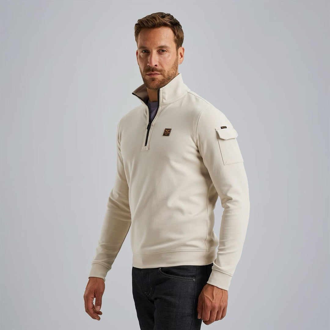 Half Zip Collar Interlock Jersey - Lichtgrijs