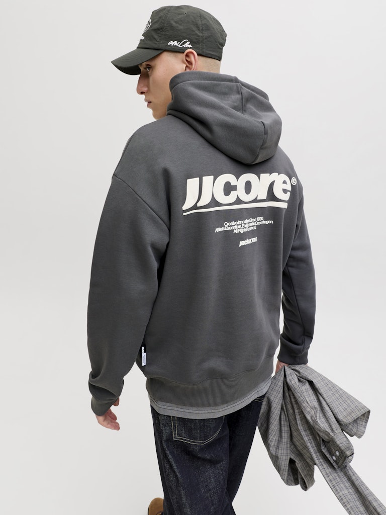 Jcoclub Backprint Sweat Hood - Antraciet