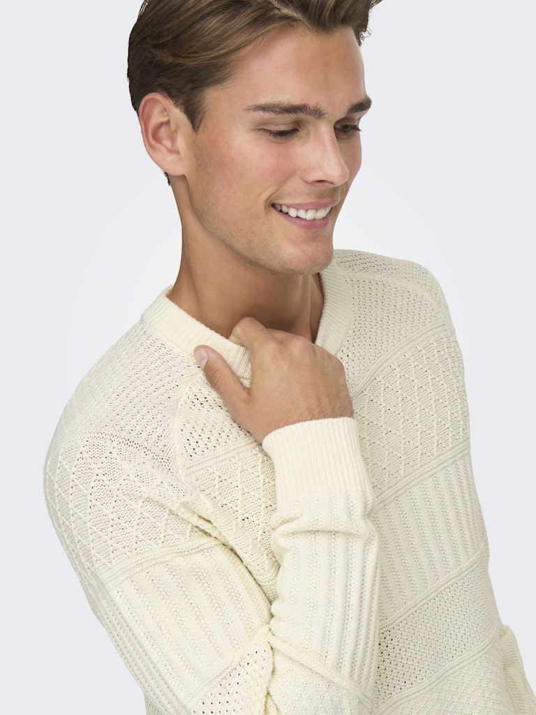Onsalkan Reg Crew Knit - Off-white