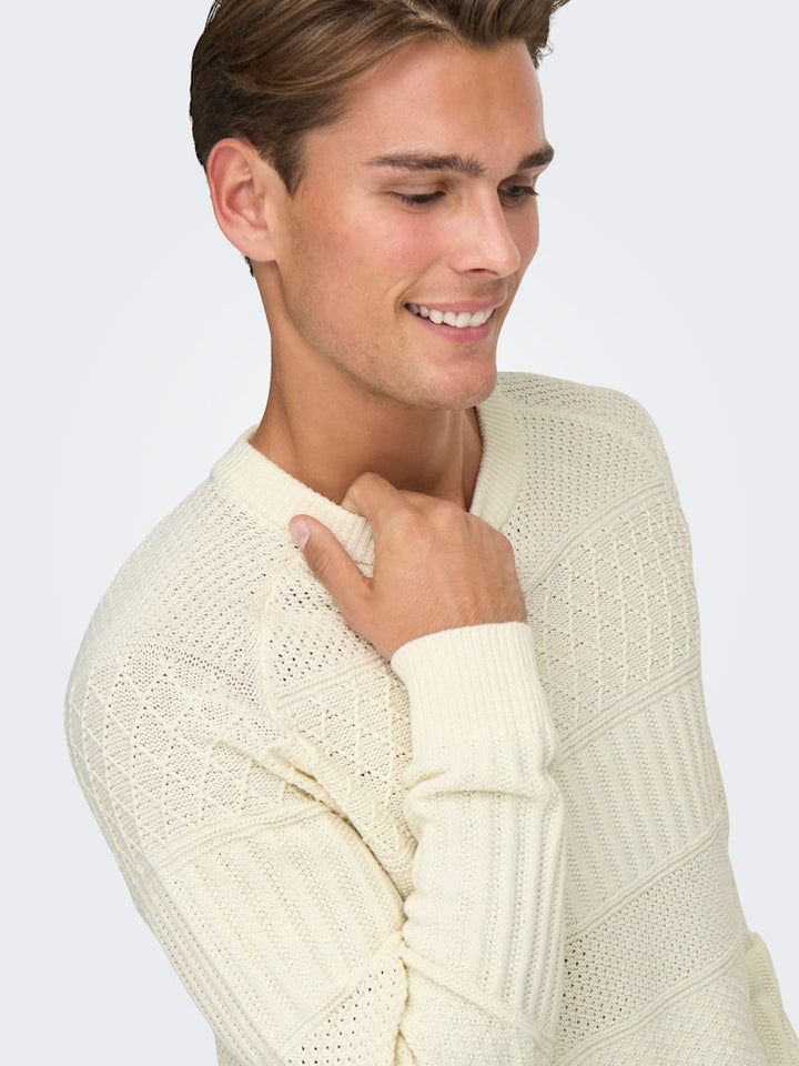 Onsalkan Reg Crew Knit - Off-white