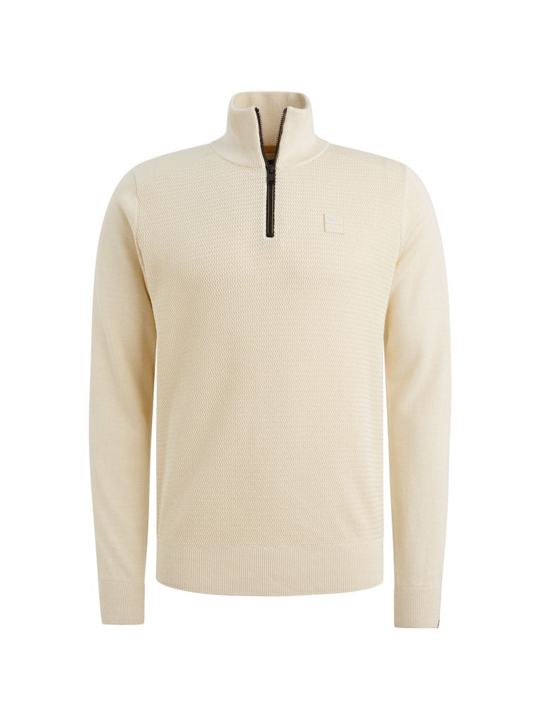 Half Zip Collar Cotton Modal - Off-white